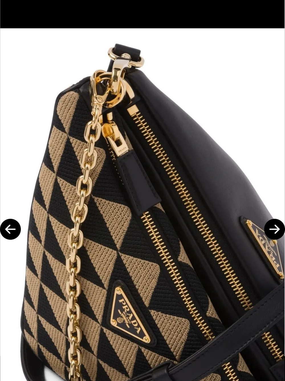 Prada Black and Beige Triangle Shoulder Bag - Picture 4 of 11